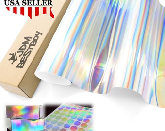 Silver 39" Wide Craft Holographic Rainbow Gloss Chrome Vinyl Wrap Decal Sticker Sign Decor for Vinyl Cutters