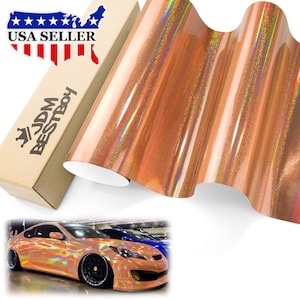 Orange Holographic Glitter Rainbow Laser Chrome Car Vehicle Vinyl Wrap Sticker Decal Air Release Bubble Free