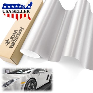 Silver Brushed Aluminum Texture Car Vehicle Vinyl Wrap Sticker Decal Air Release Bubble Free DIY Film