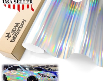 Stickers Auto JDM Soleil Levant Hologramme Miroir Chrome - Pack De 2 Drapeaux Argent
