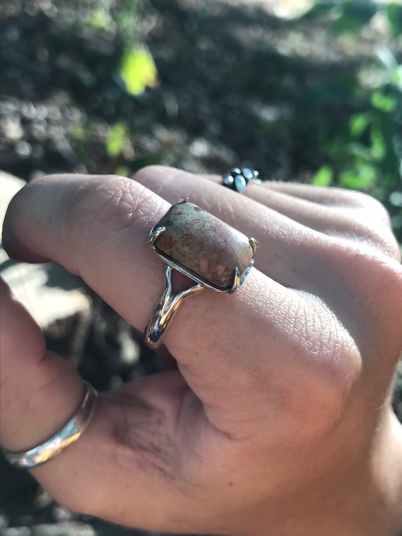 Sterling silver Unakite ring