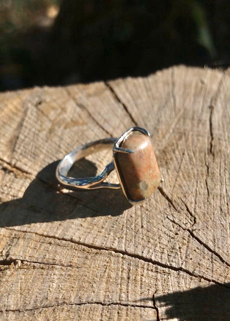Sterling silver Unakite ring