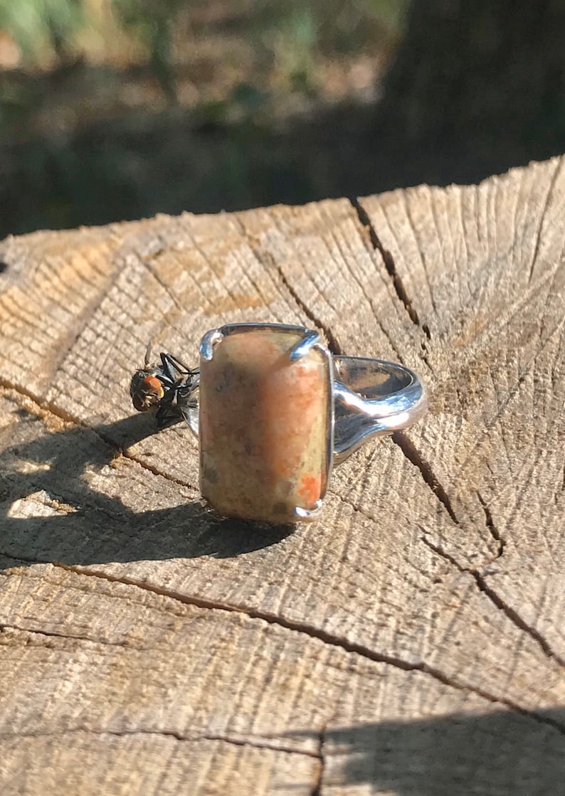 Sterling silver Unakite ring