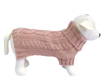 Coco Cable Dog Sweater/ Dog Jumper - Rose