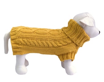 Coco Cable Dog Sweater/ Dog Jumper - Mustard