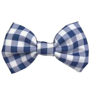 Gingham French Navy Dog Bow tie