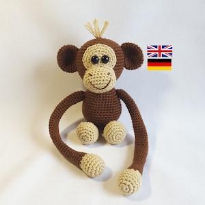 Häkelanleitung, crochet pattern, Affe, Monkey, PDF, Amigurumi, Spielzeug, gehäkelte Affe