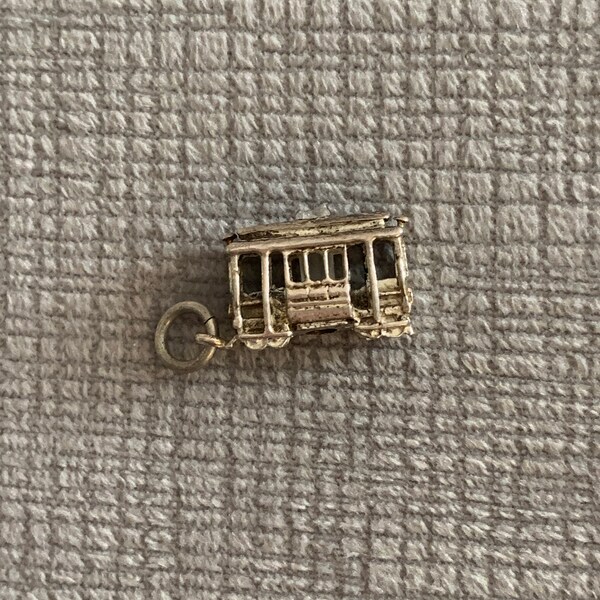 Vintage Sterling silver trolley cart charm pendant