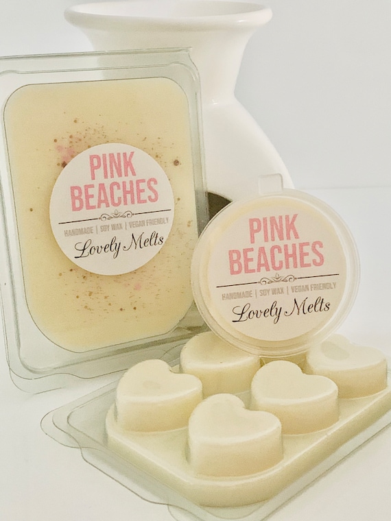 PINK SANDS Wax Melts, UK Soy Wax Melts, Wax Melt Bars and Wax Melt Pots, Uk  Melts, Pink Beaches, Summer Wax Melts 