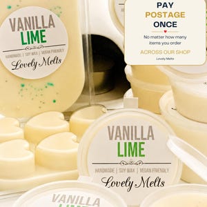 Vanilla Lime Soy Wax Melts, Handmade Vegan Citrus Scented Snap Bar, Strong Throw Natural Home Fragrance, Long Lasting Zesty Lemon Wax Melt