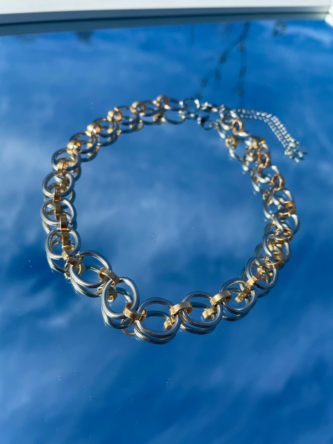 Silver and Gold Chain Necklace Etsy