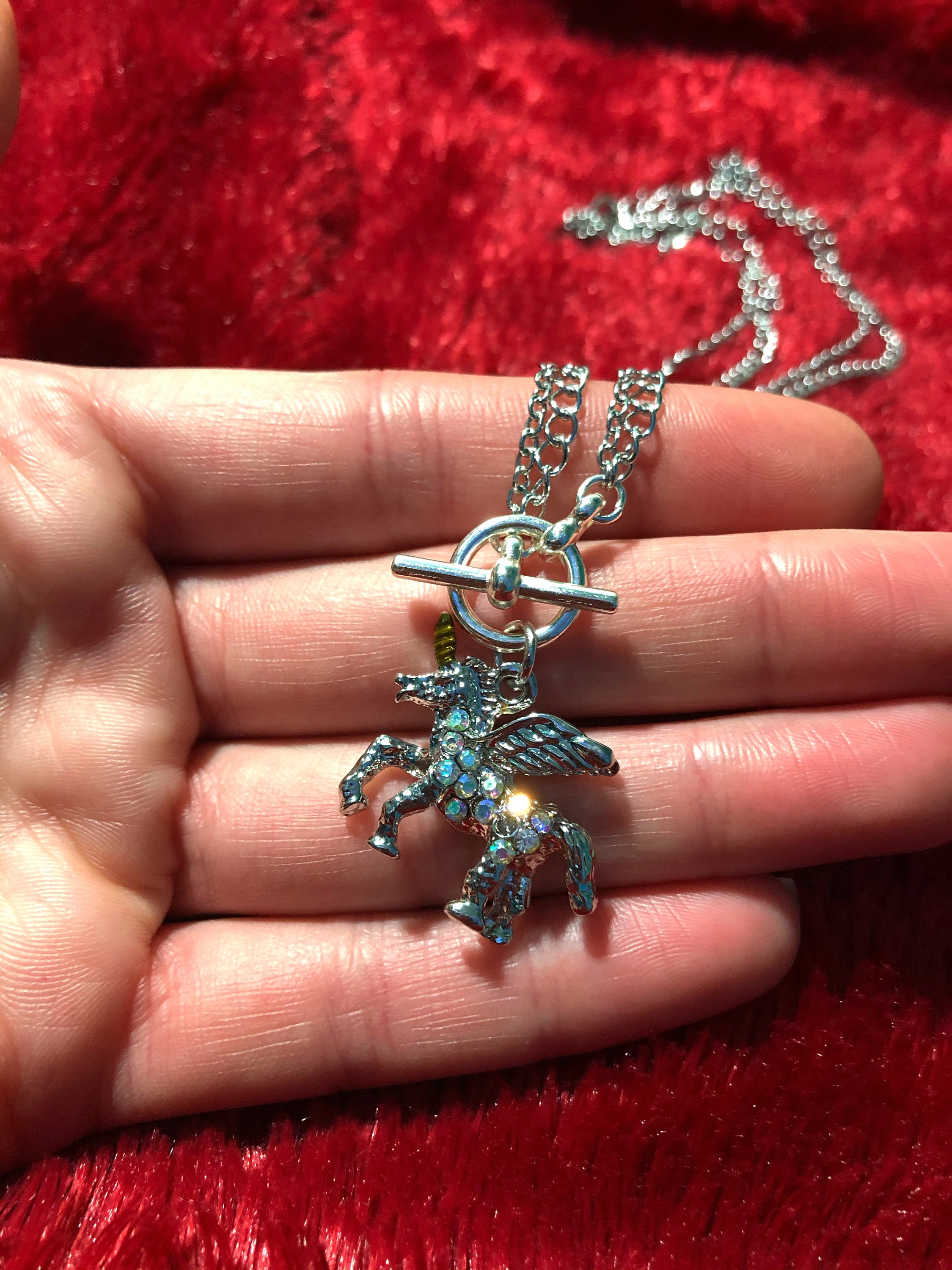 Rhinestone Unicorn Toggle Necklace Etsy