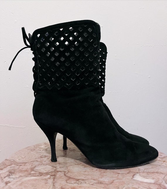 Iconic Vintage Azzedine Alaia Black Suede Boots - image 2
