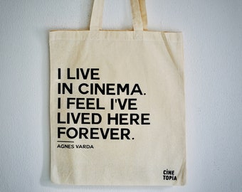 I live in Cinema (Agnes Varda) Quote Tote - regular