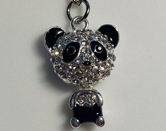 Miniature Rhinestone Panda with Movable Head