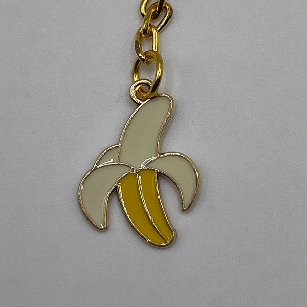 Peeled Banana, Fruit Keychain