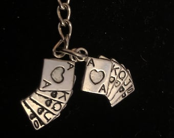 Tibetian Silver Lead Free Pewter Charms//Royal Flush//Cards//Poker