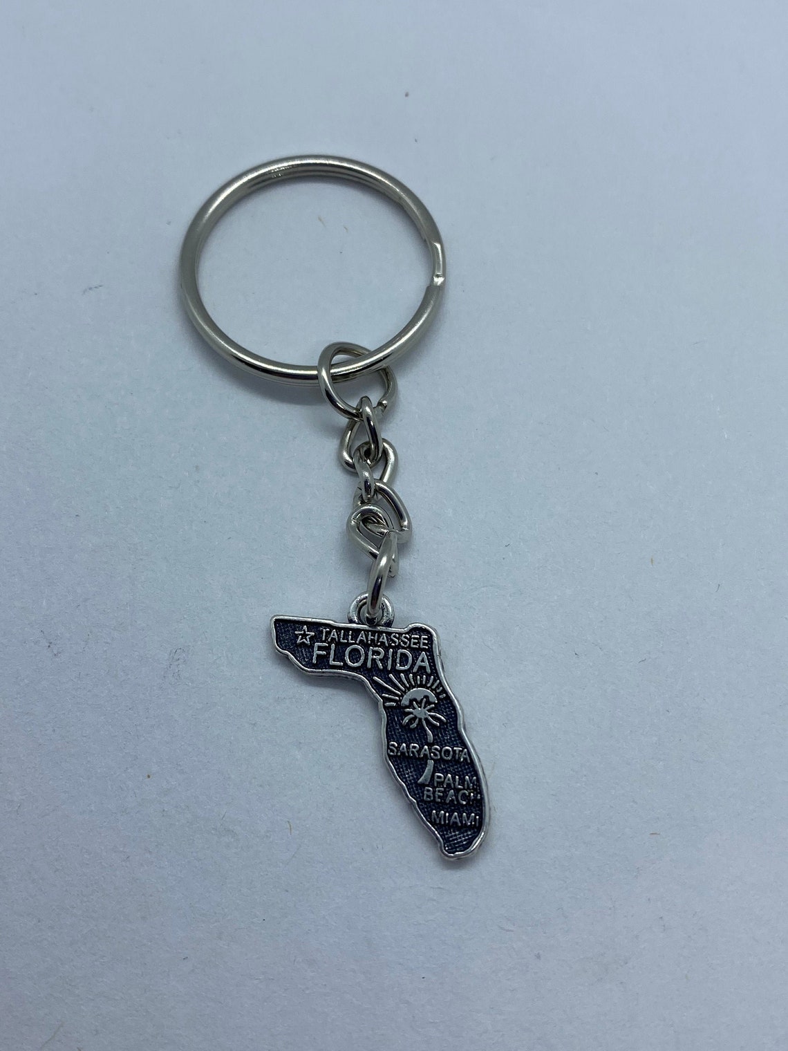 Florida State Keychain With Cities Double Sided Etsy