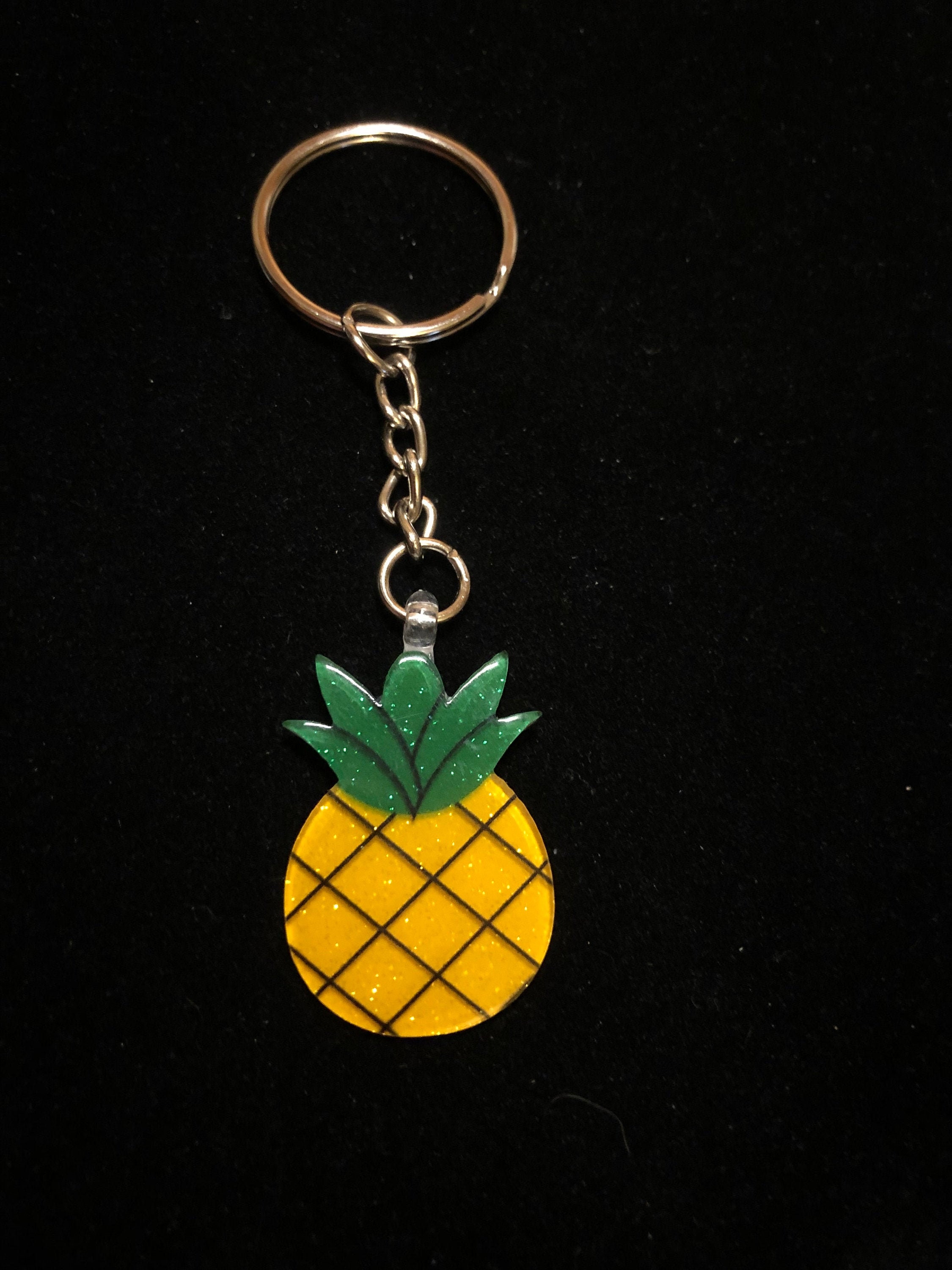 Pineapple Sparkly Acrylic Keychain Etsy