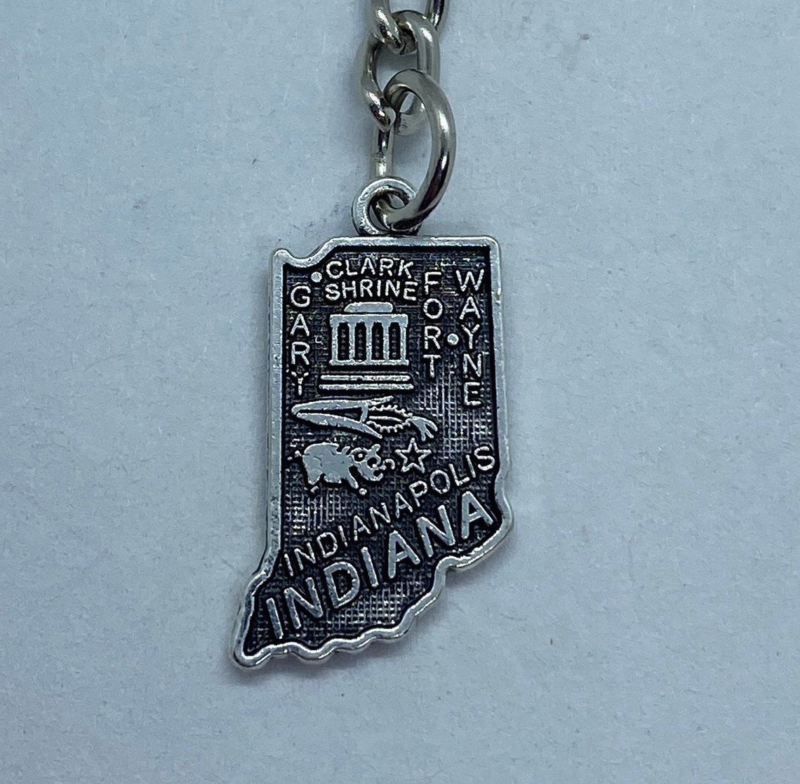Indiana State Keychain With Cities Etsy