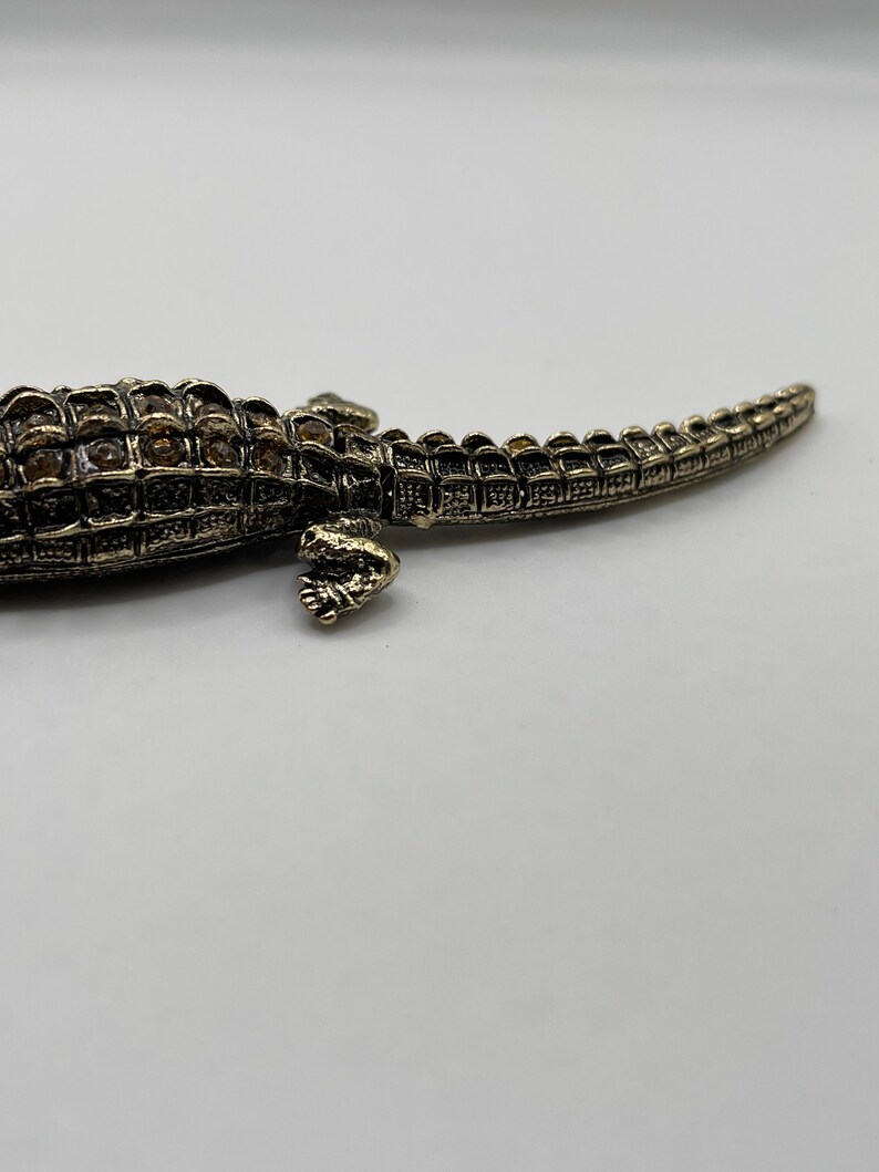 Large Rhinestone Alligator, Dark Bronze/Brown Coloring, Tail Moves Slightly image 6