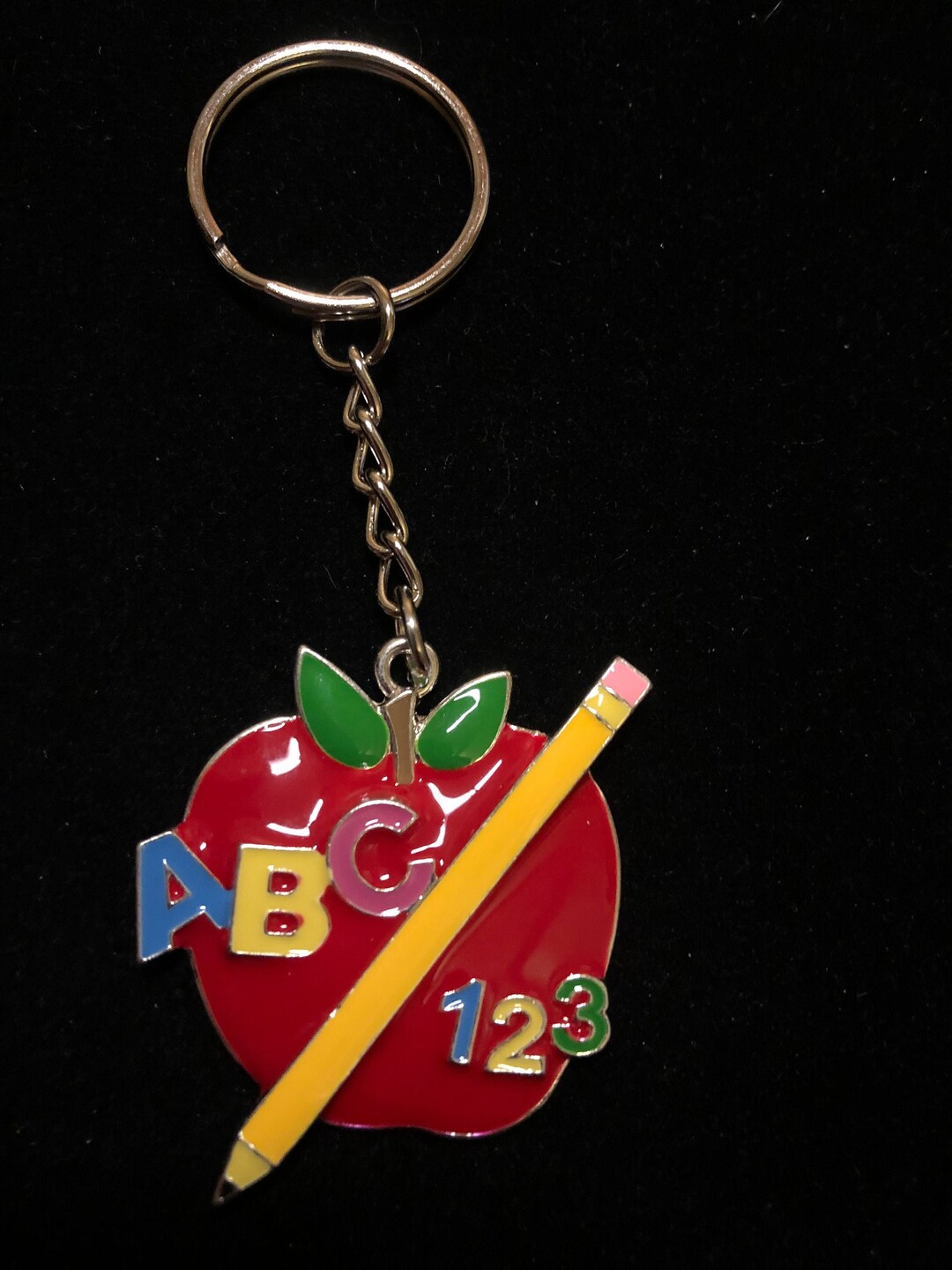 ABC and 123 Apple Keychain Etsy