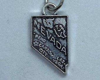 Nevada State Keychain with Cities, Single Sided