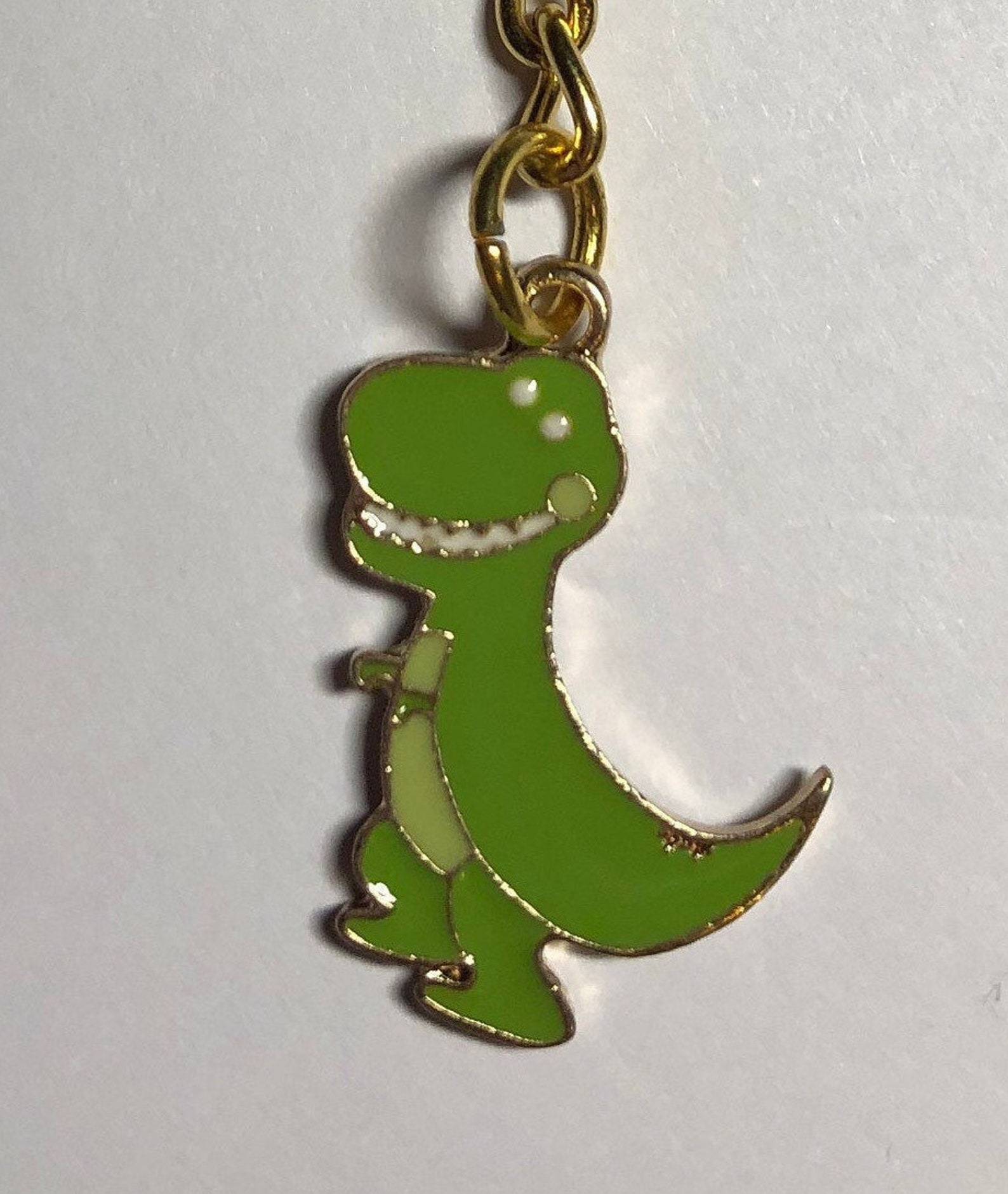 Cute Enamel Cartoon Dinosaur Keychain Etsy