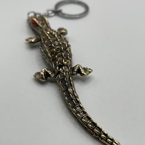 Large Rhinestone Alligator, Dark Bronze/Brown Coloring, Tail Moves Slightly image 4