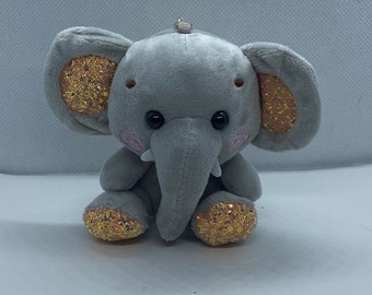 Plush Elephant with Glittery Ears and Paws