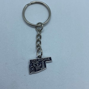 Oklahoma State Keychain with Cities image 2