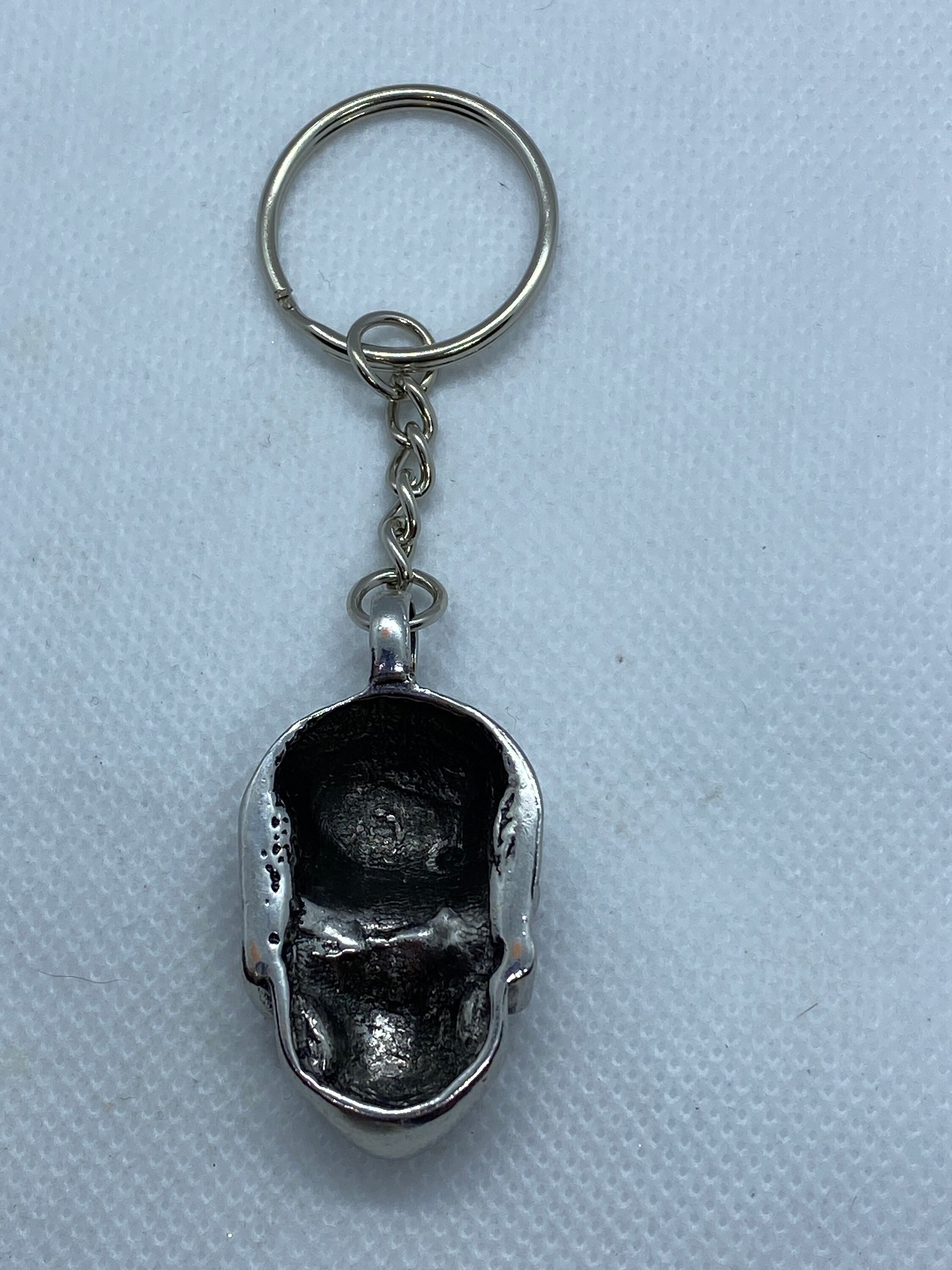 Skull Keychain Silver and Black Toned Etsy