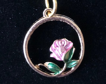 Enclosed Pink Rose Keychain