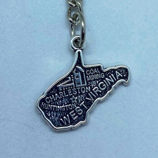 West Virginia State Keychain with cities