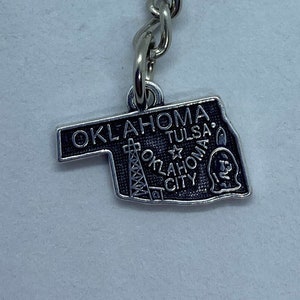 Oklahoma State Keychain with Cities image 1