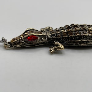 Large Rhinestone Alligator, Dark Bronze/Brown Coloring, Tail Moves Slightly image 5