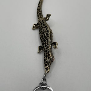 Large Rhinestone Alligator, Dark Bronze/Brown Coloring, Tail Moves Slightly image 7