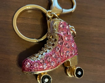 Pink Rhinestone Roller Skates w/Wheels That Move