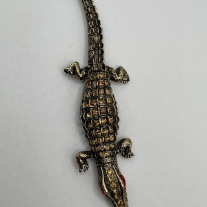 Large Rhinestone Alligator, Dark Bronze/Brown Coloring, Tail Moves Slightly image 3