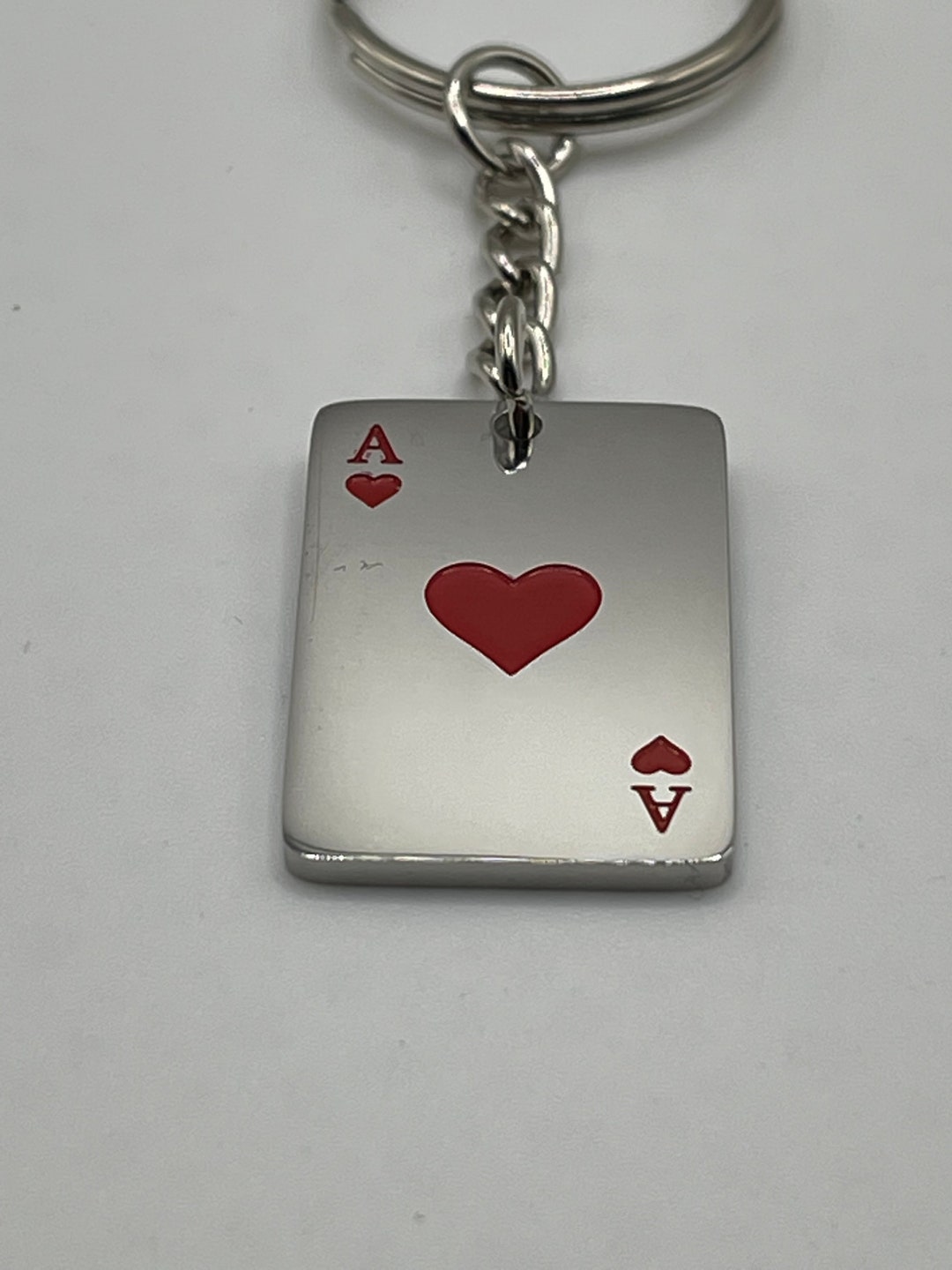 Silver Ace Playing Card Keychain Large Etsy