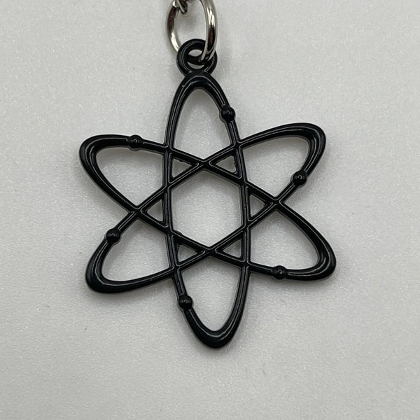 Black Atom Molecule, Atheist Atom Symbol-Silver Chain