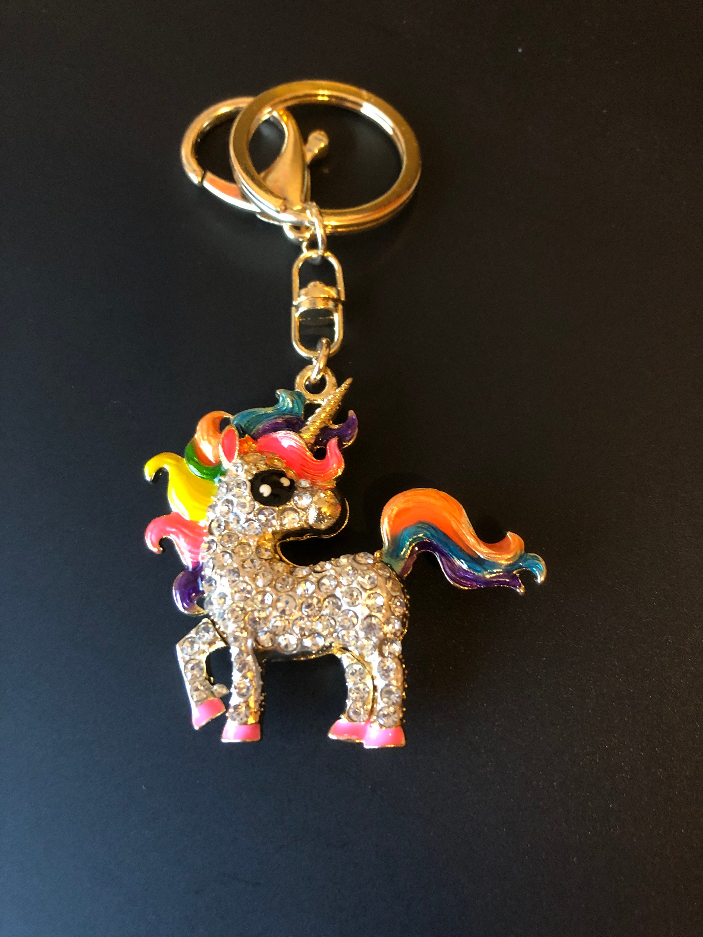 White Rhinestone Unicorn W/rainbow Enamel Mane and Tail Etsy