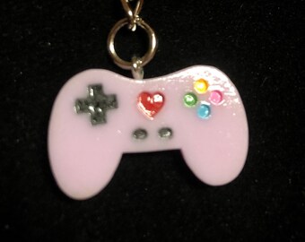 Video Game Controller Pinkish-Purple Keychain