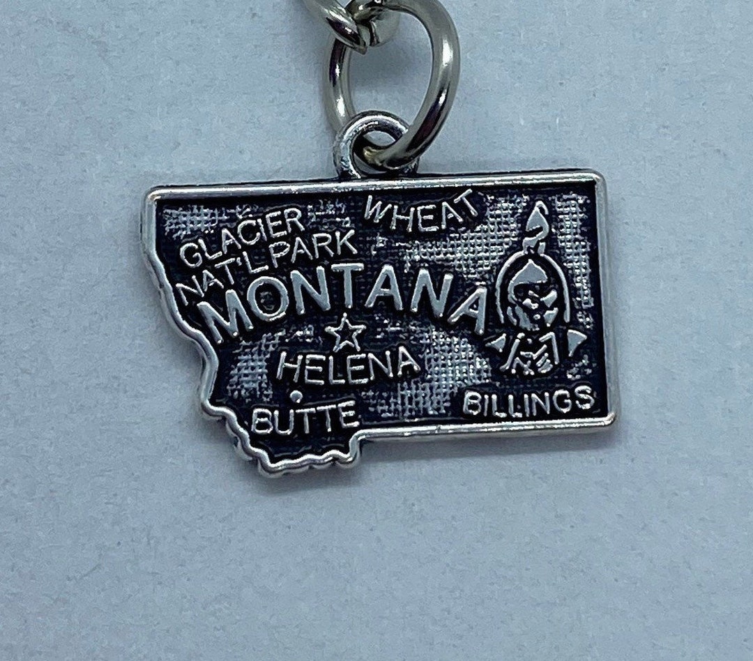 Montana State Keychain With Cities Etsy