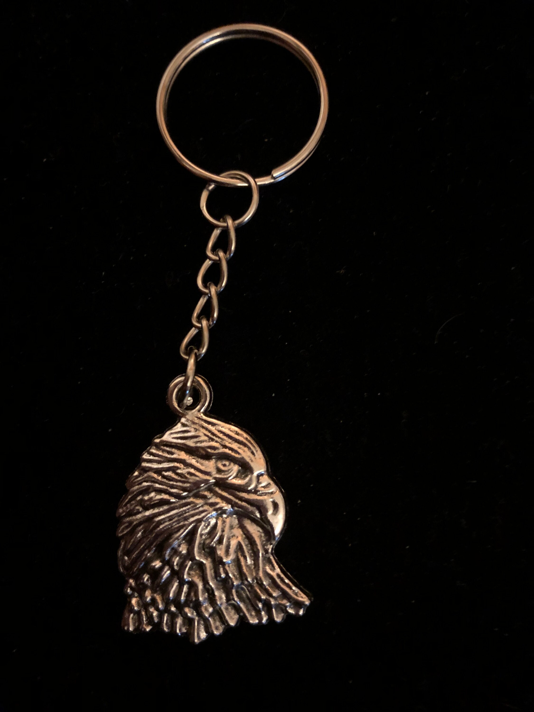 SilverColored Eagle Head Keychain Etsy