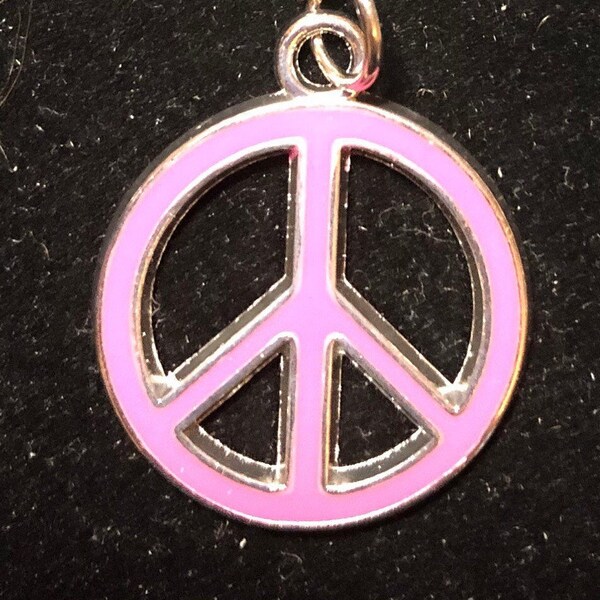 Pink Peace Sign Keychain