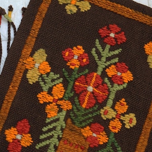 Poland Vintage Cepelia Tapestry Flower Bouquet Pattern Wool Rug Sumak Kilim Polish Wall Hanging Handwoven Folk Art Home Decor Nature Lovers.