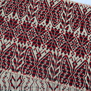 ヴィンテージ マサワ 刺繍 テーブルランナー 赤い蝶と星のモチーフ メキシコ タペストリー メキシコ テキスタイル 壁掛け フォークアート ラグ 自然愛好家