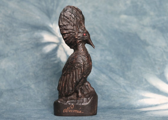 ニューカレドニア　民族像　オブジェ　木製　木彫　インテリア　置物 ニューカレドニア・ヌメア産のヴィンテージ木彫りカグー鳥の像