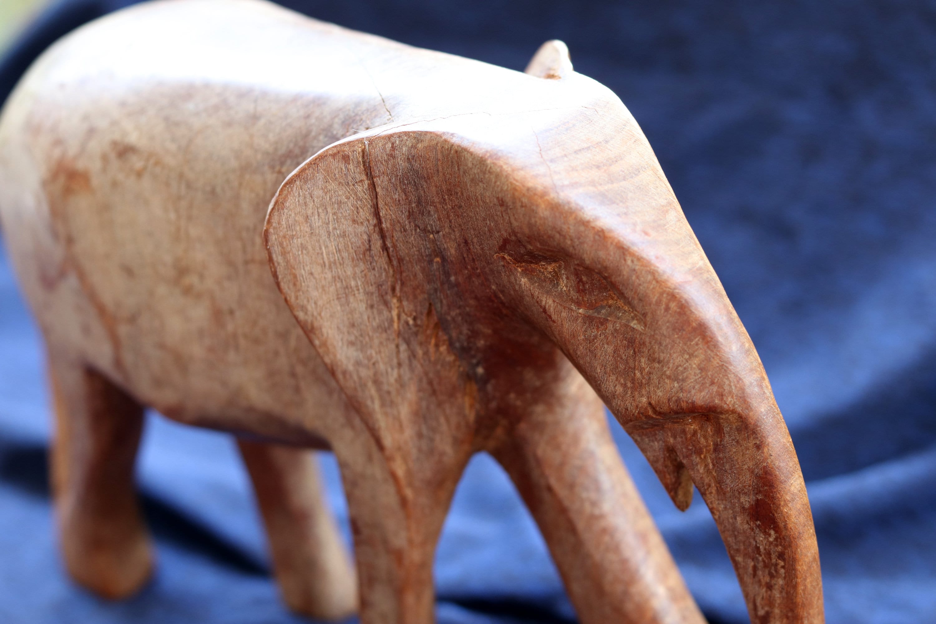 Vintage African Carved Wood Elephant Figurine. Hand crafted in Etsy